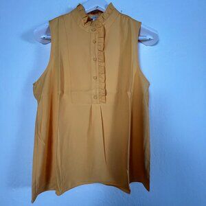 J.Crew Womens Sleeveless Ruffle-Trim Crepe Tank Top Size 10 Yellow AM602 New $54